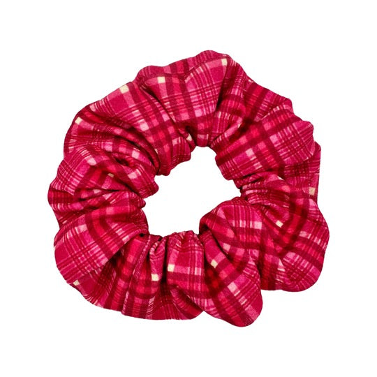 Pinky Plaid Scrunchie