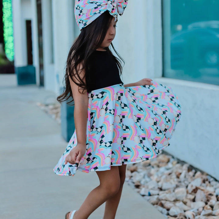 Racing Rainbows Twirl Dress