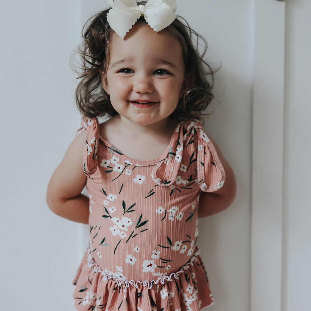 Mauve Floral Ruffled Leotard