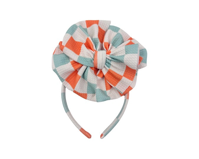 Checkers Mint & Orange Bow