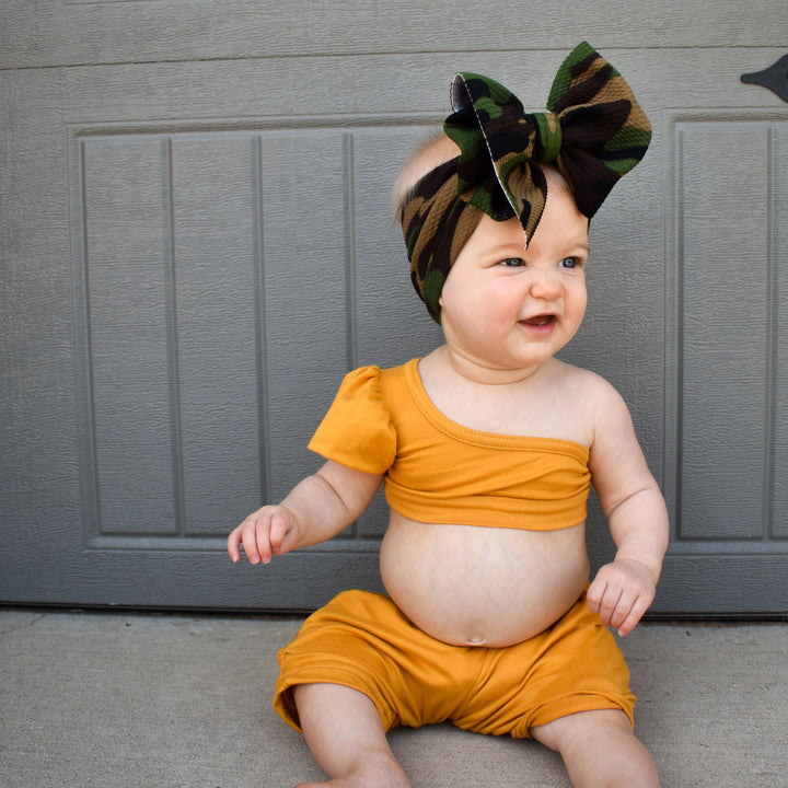 Mustard Crop Top Set